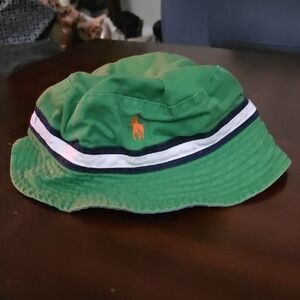 Polo by Ralph Lauren Green Bucket Hat with Navy and White Stripes